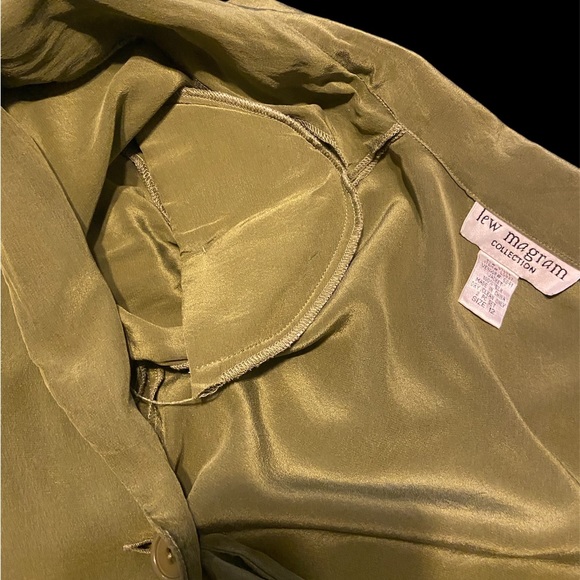 Vintage Lew Magram Green Silk Blazer Size 12 - Picture 6 of 7